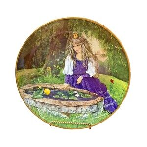Frog King Porcelain Plate by Gerda Neubacher w/ Book Fairy Tale Collection
